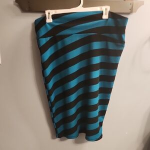 🍉LuLaRoe Black and Teal Striped Pencil Skirt